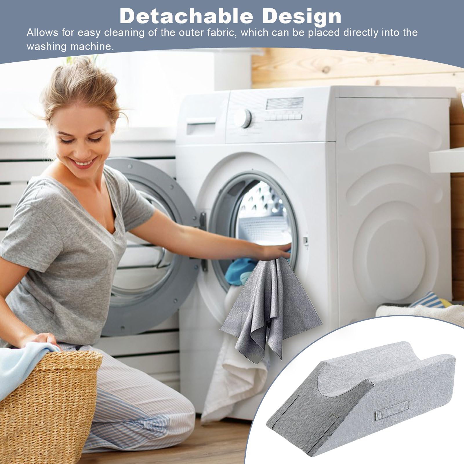 Almohada de elevación de piernas, soporte en forma de U para cama, material de lino y algodón, funda extraíble lavable, ideal para circulación y recuperación de lesiones