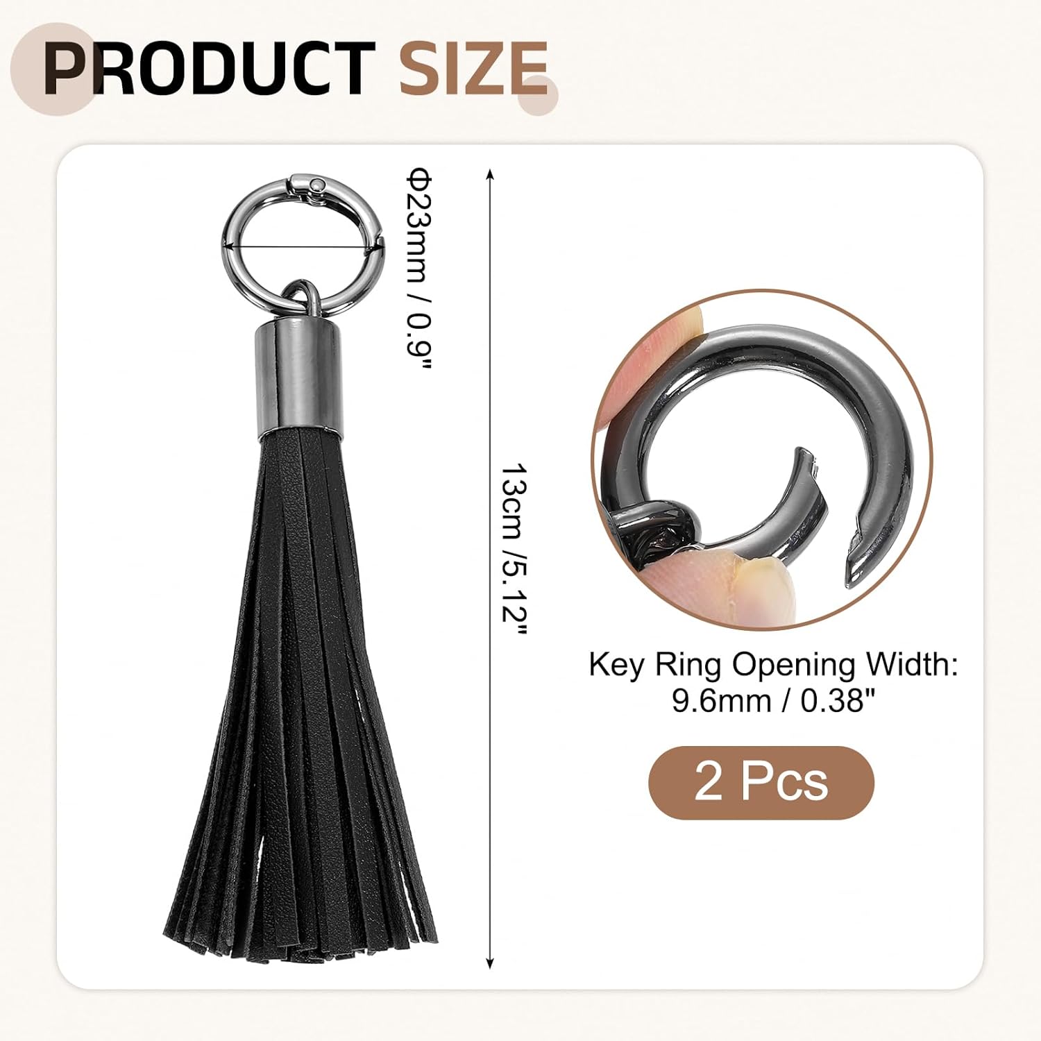 uxcell Leather Keychain Tassels, Women Tassel Bag Charm for Handbag Purse DIY Craft Making - Image 2