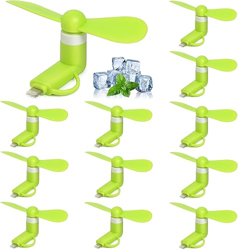 Miniatura 12 de Mini ventilador de 12 unidades, mini ventilador 2 en 1 para teléfono celular compatible con iPhone, iPad, teléfono inteligente Android, tableta 12