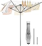 APEXCHASER Sac de séchage pour vêtements lourds, porte-parapluie extérieur pour le séchage de blanchisserie, 4-arm Lave-linge rotatif Sac de séchage, vêtements de sac de séchage avec 131ft Séchage Space