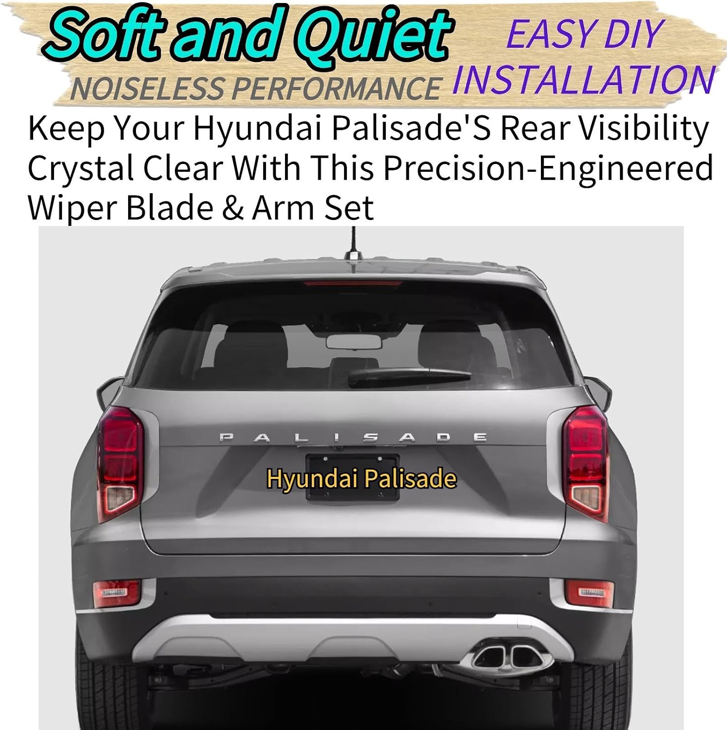 Rear Wiper Blade & Arm Replacement for Hyundai Palisade 2020-2025 for Calligraphy, Limited, SE, SEL, XRT All-Weather All Season OEM Replacement Rear Back Windshield Wiper Blade Set 2024 2023 2022 2021