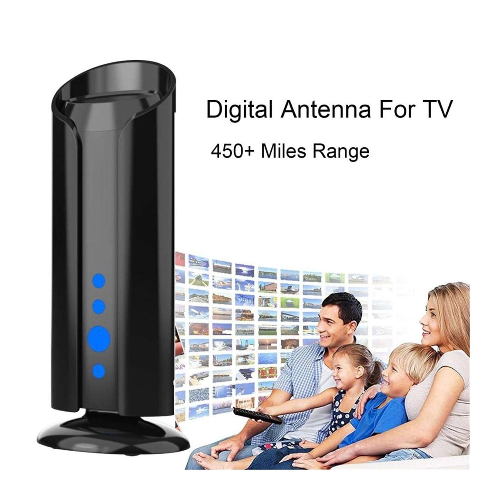 Potente Antenna TV Amplificata, Digitale For Con Portata Di Oltre 450 Miglia, Interna HDTV 4K Amplificatore Segnale Intelligente Copertura più ampia
