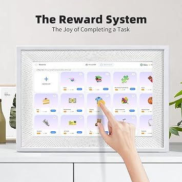 10.1 Smart Chore Chart & Visual Schedule for Kids - Digital Daily Routine Board, Neurodivergent Friendly Gamified Planner display, App Syncs w/Google Calendar, No Subscription White (Kids Desk Edition)