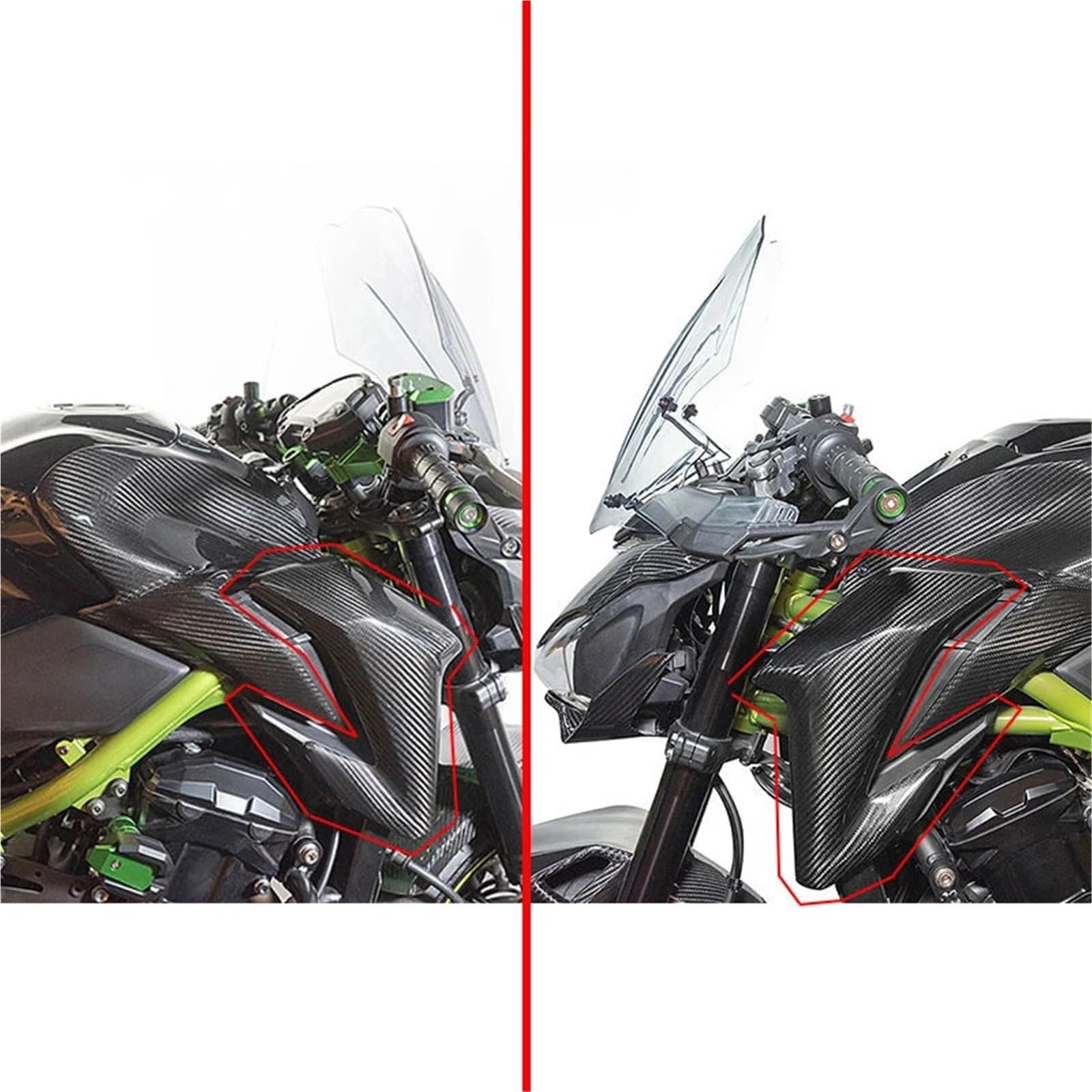 Lewy lub prawy przedni panel osłony zbiornika paliwa motocykla, rama wykończeniowa owiewki, pasuje do Kawasaki Z 900 2017 2018 2019 panelu chłodnicy motocykla(Unpainted-1 Set)