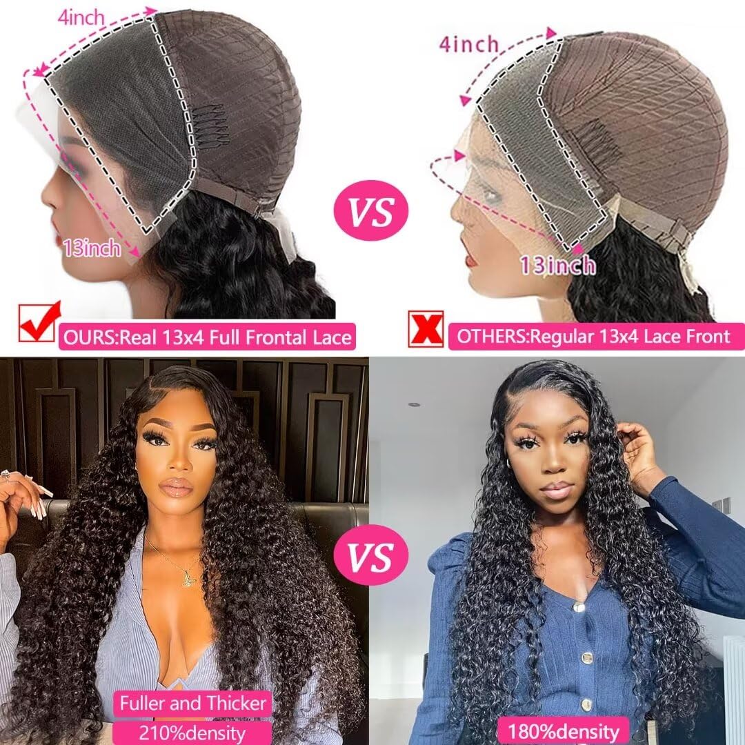 13x4 frontal wig Deep Wave 13x4 Lace Frontal Wig Transparent Lace – Black  main image 4