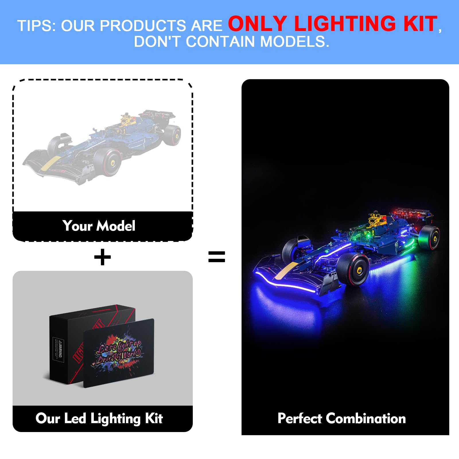 LocoLee Led Light Set Compatible with Lego 42206 Oracle Red Bull Racing RB20 F1 Car Led Decoration Lighting Kit Compatible with Lego 42206 Building Blocks Model,Only Lights Set,No Model - Image 3