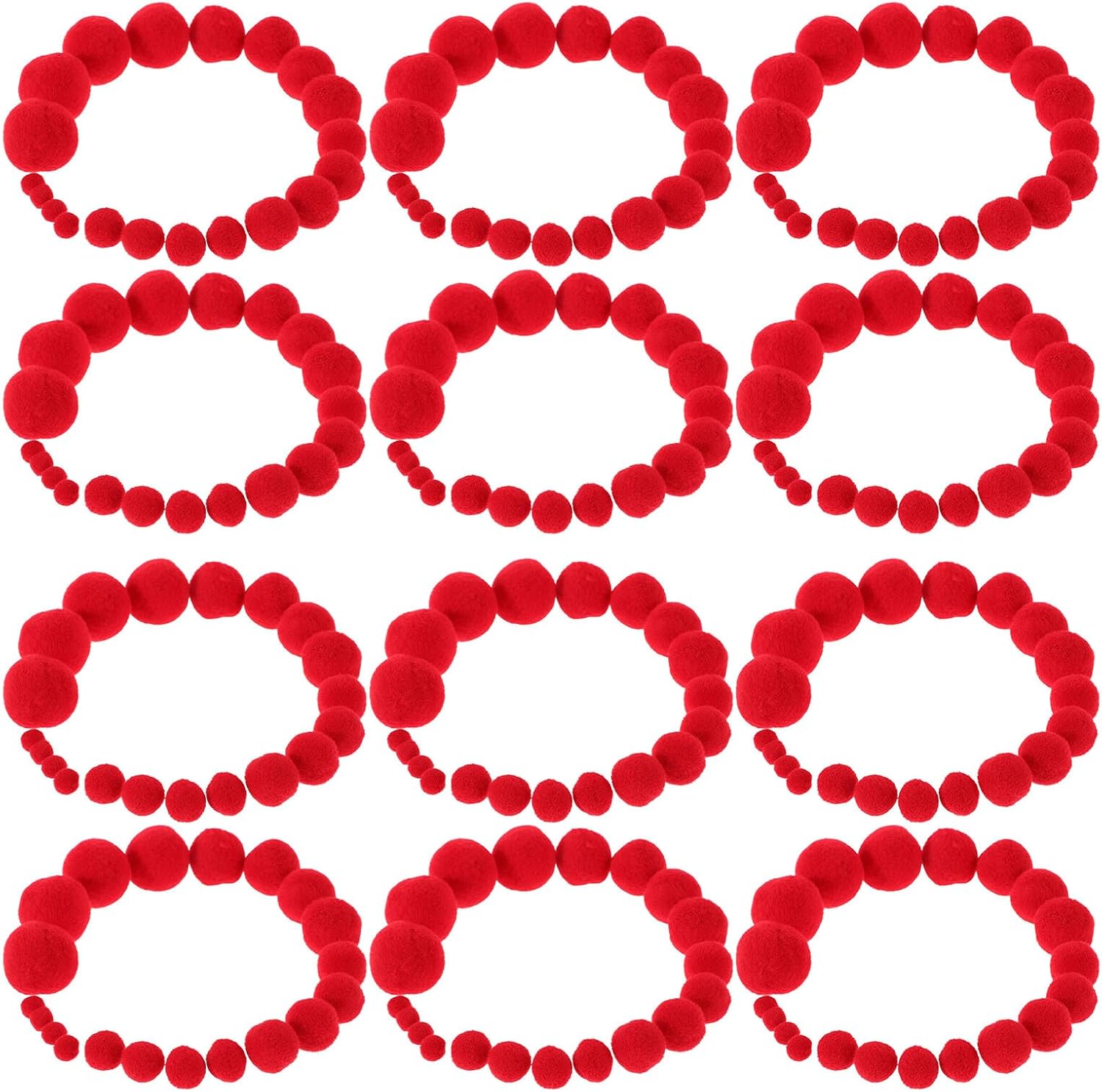 MOKKHNB 500pcs Red Craft Pompoms Set, Assorted 10mm to 30mm Mini Fuzzy Pom Pom Balls for DIY Holiday Decorations, School Projects, and Handmade Art Supplies