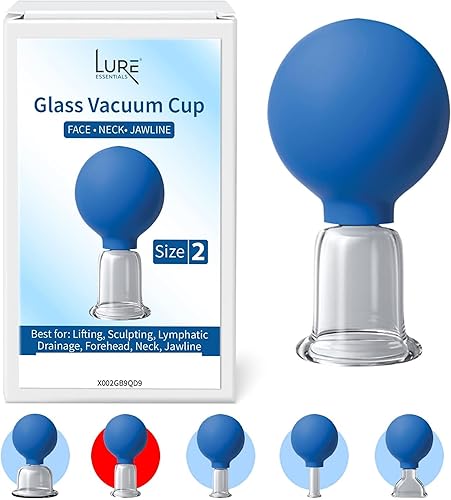 Taza media de cristal de la talla 2 de la ventosa facial para el masaje linfático de las arrugas del estiramiento facial