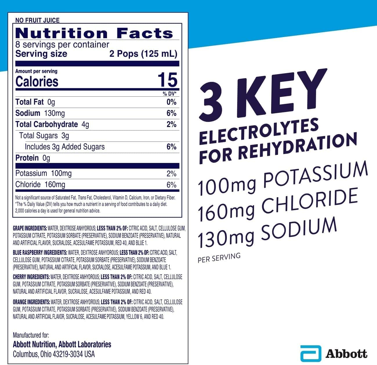 Pedialyte Freezer Pops - 16 ct, Pack of 5