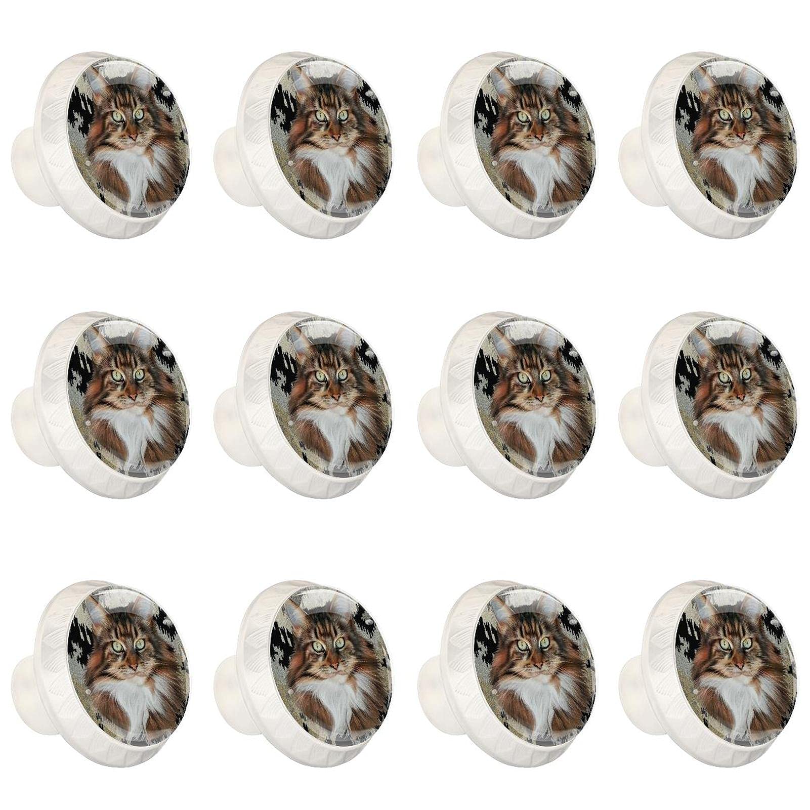 Boutons de commode ronds motif chat unique finition soignée lot de 12