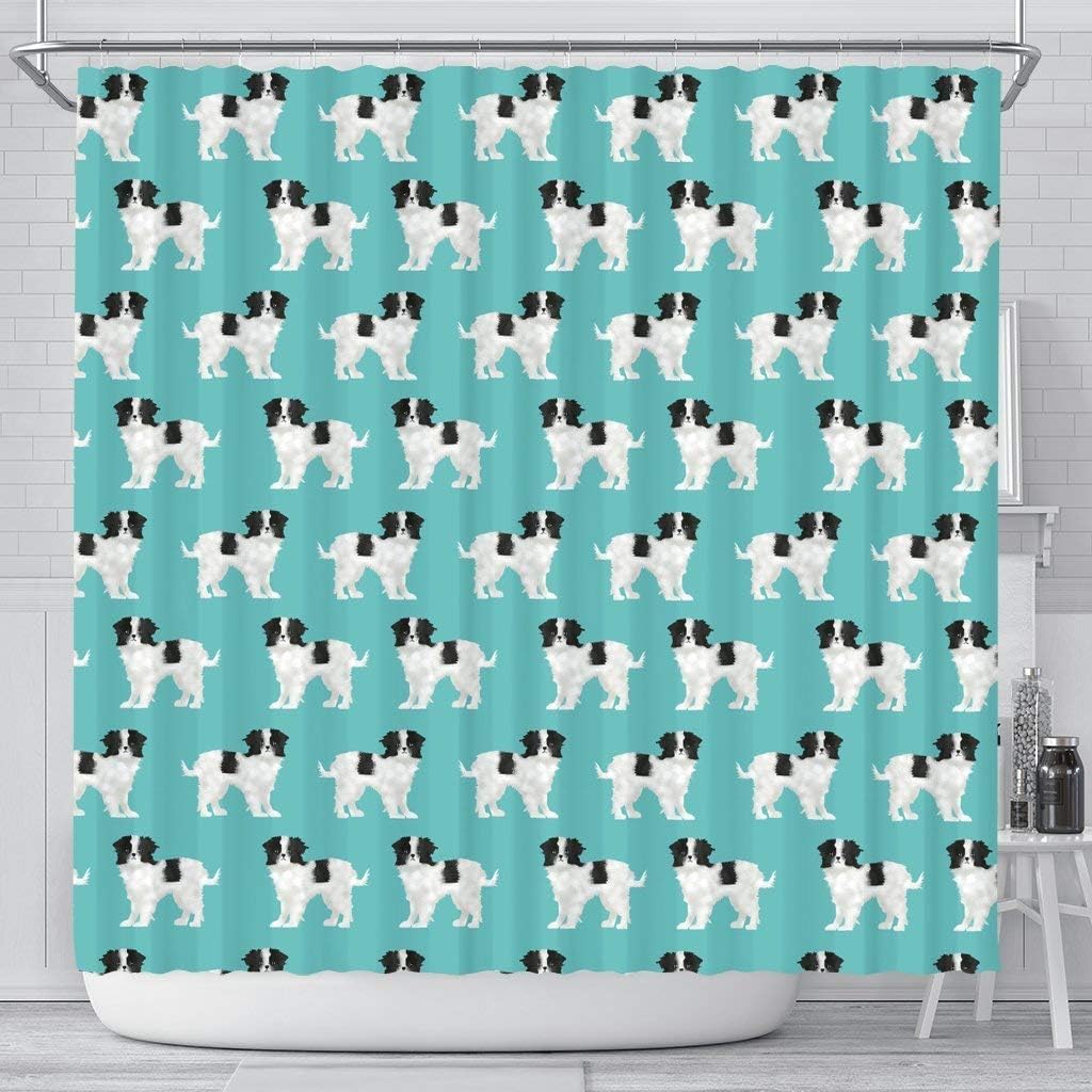 Pawick Cute Japanese Chin Dog in Lots Print Shower Curtains