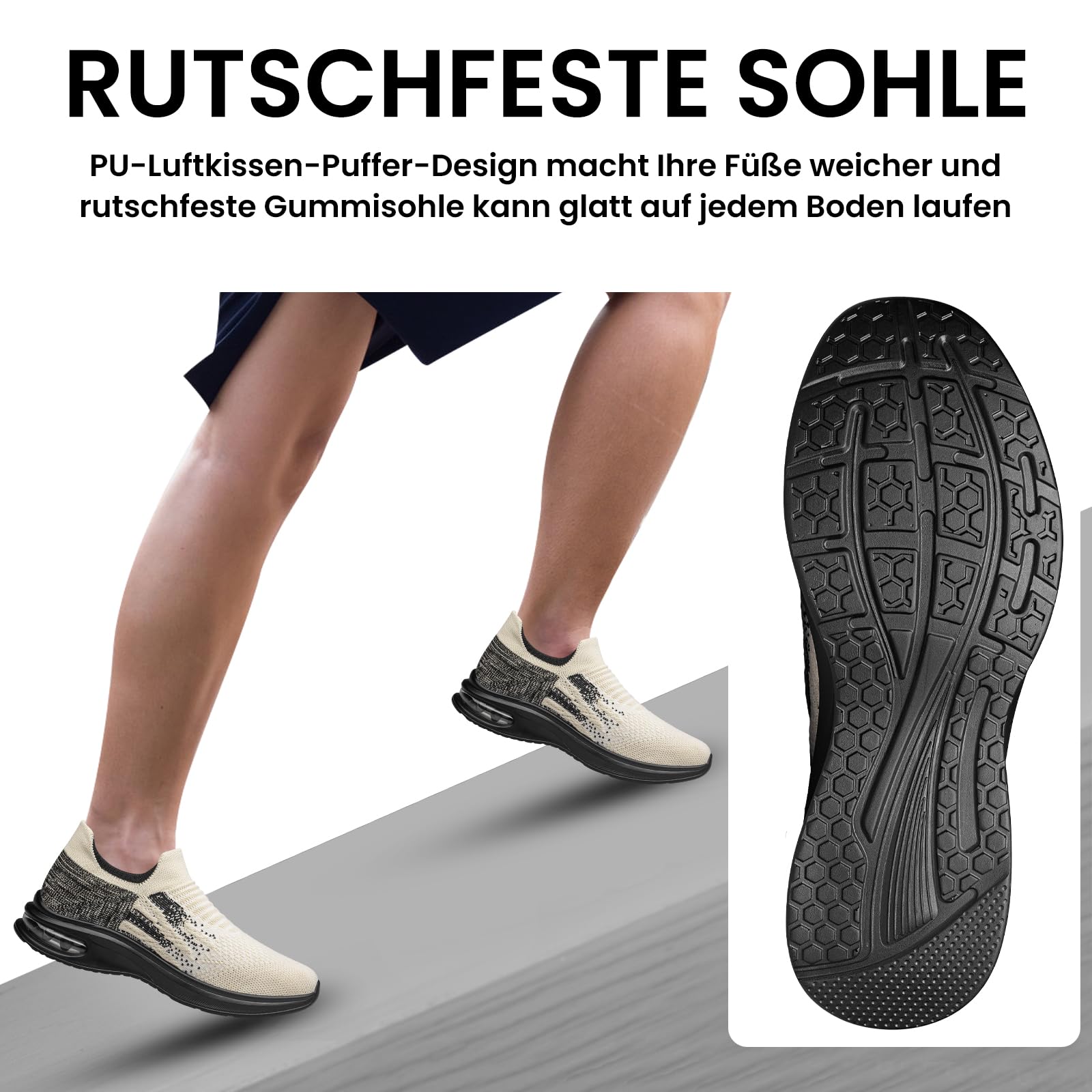 Raoendis Chaussures de Sport Course Slip on Sneakers avec Amorti pour Travail Jogging Outdoor