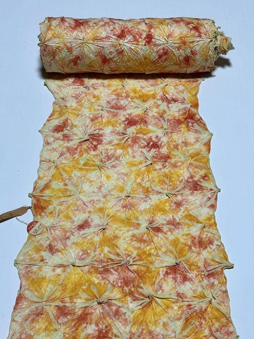 Amazon.co.jp: 正絹.丹後ちりめん(駒綸子｝巻上げ有松鳴海絞り 反物  