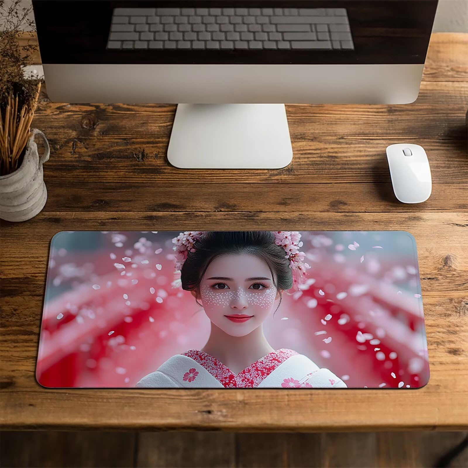 Podkładka pod mysz Geisha XXL 600 x 1400 x 3 mm, wodoodporna, gamingowa podkładka pod mysz, dokładność, zwiększona prędkość, akcesoria do gier, laptop, biuro, prezent dla mężczyzn, FSBD-8229