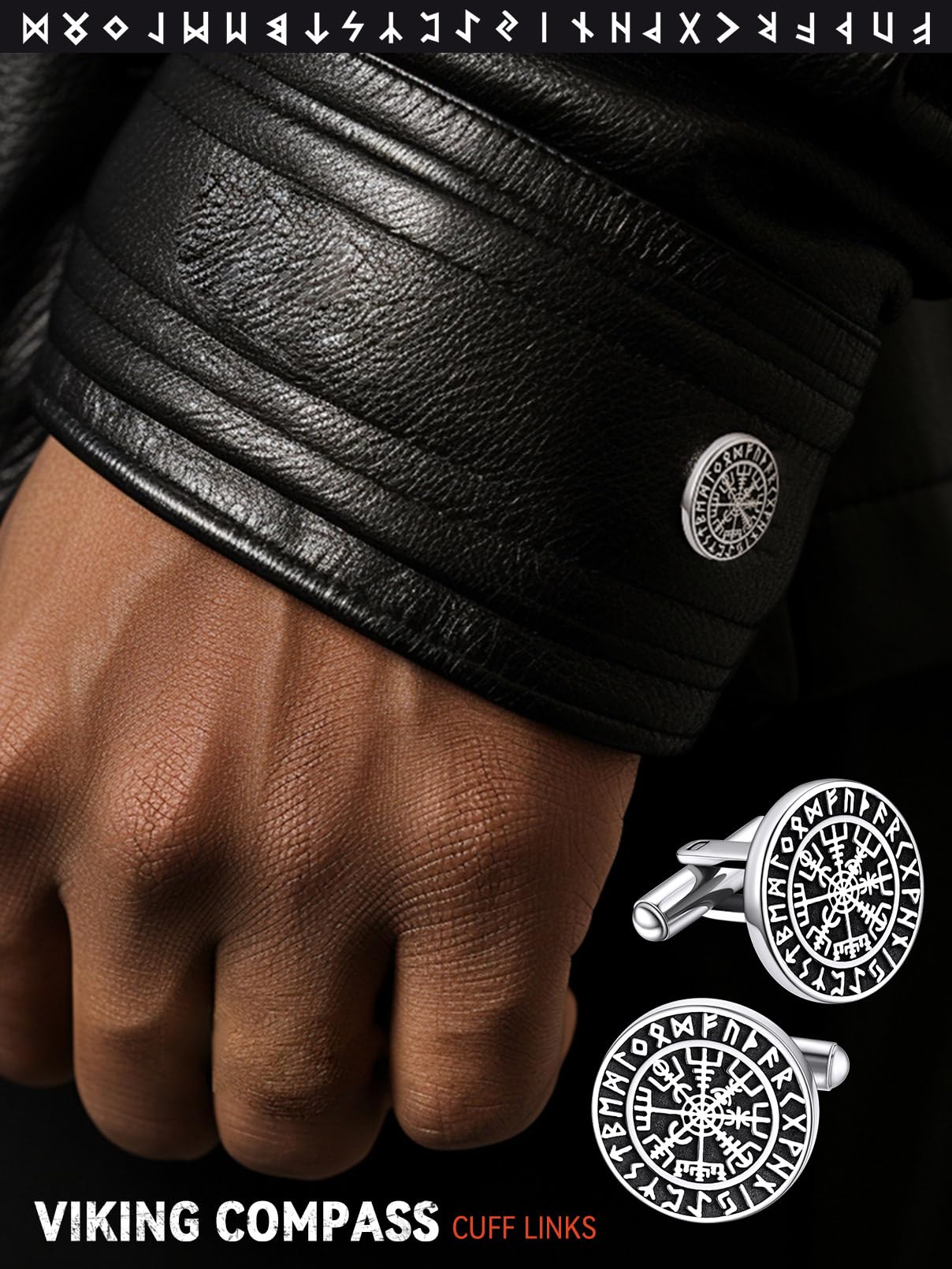 FaithHeart Gemelos Vikingos Hombres Acero Inoxidable 316L Gemelos Camisa Hombre Gemelos Religiosos Runas Vegvisir Celta Amuleto Padre