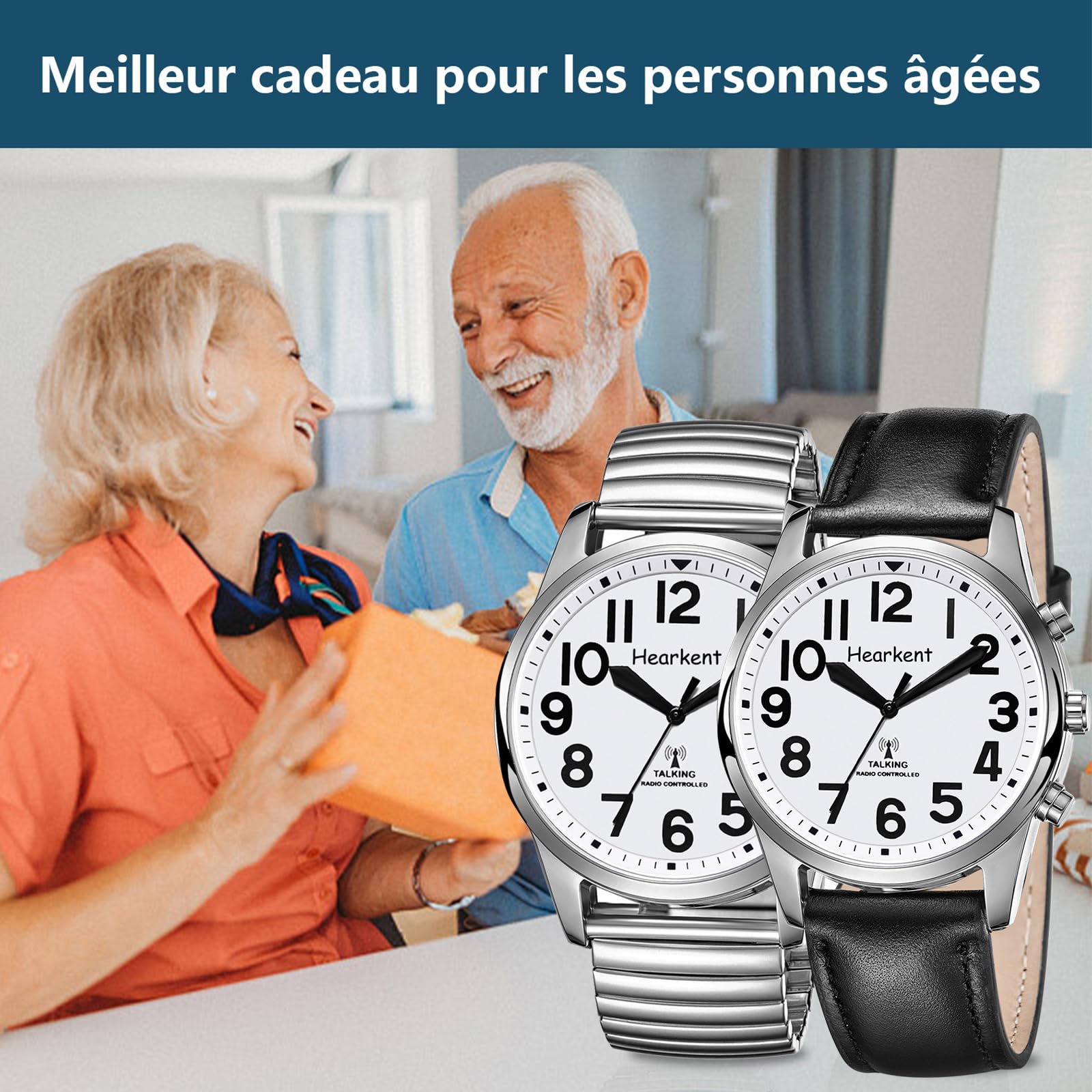 Hearkent Orologio parlante con numeri jumbo, orologio da polso semplice moda, auto-configurazione rilegatura, persone anziane, persone con disabilità visive, facile da leggere, cronometraggio accurato