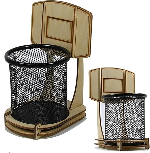 Miniatura 3 de Walbest Soporte creativo de baloncesto para lápices, soporte de madera para escritorio, organizador de bolígrafos para escritorio, taza de lápices