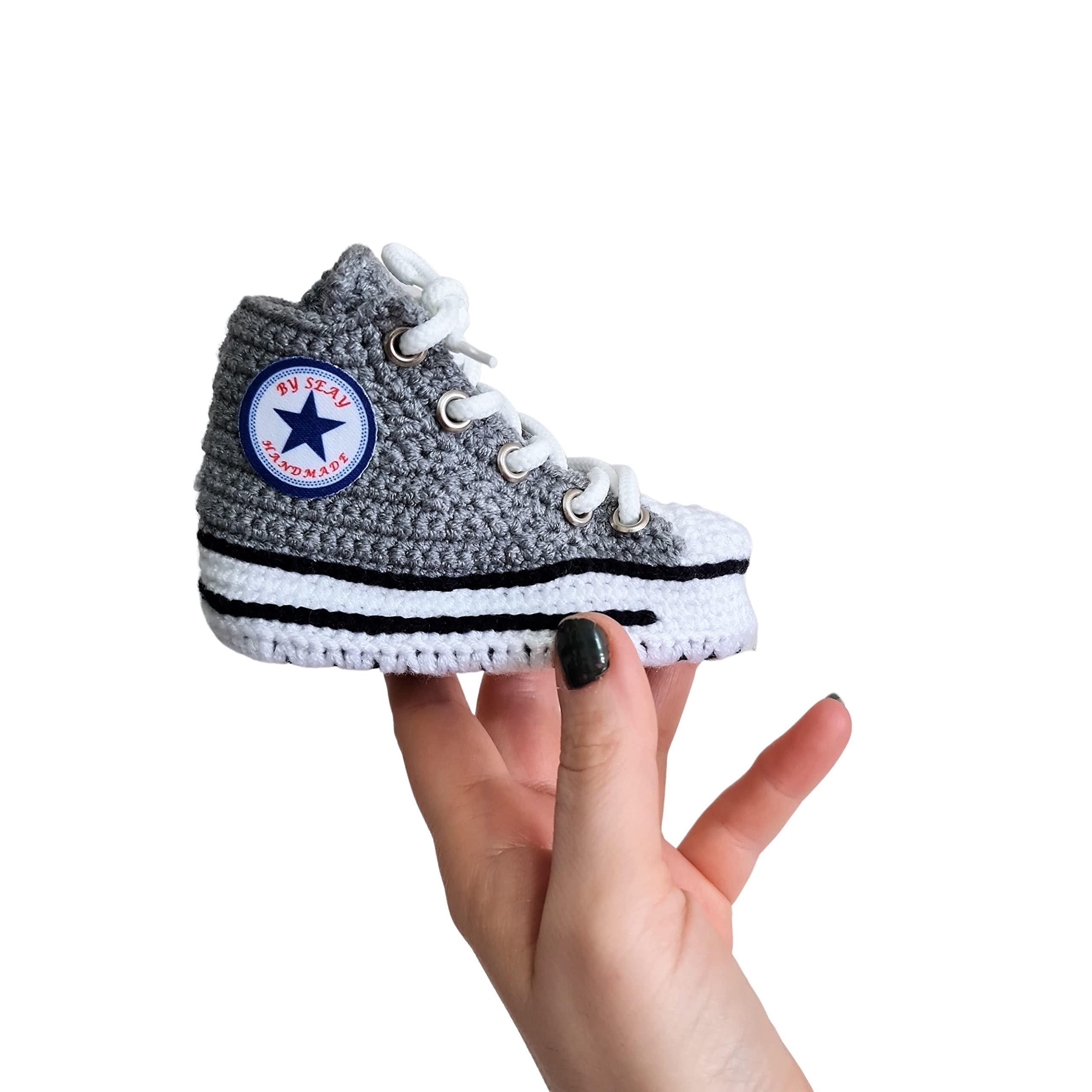 Erste Baby Schuhe Grau, handgehäkelte Woll-Krabbelsocken für Neugeborene, weiche rutschfeste Sohle, warme Häkel Booties für Kleinkinder, geschlechtsneutrales Geschenk zur Geburt