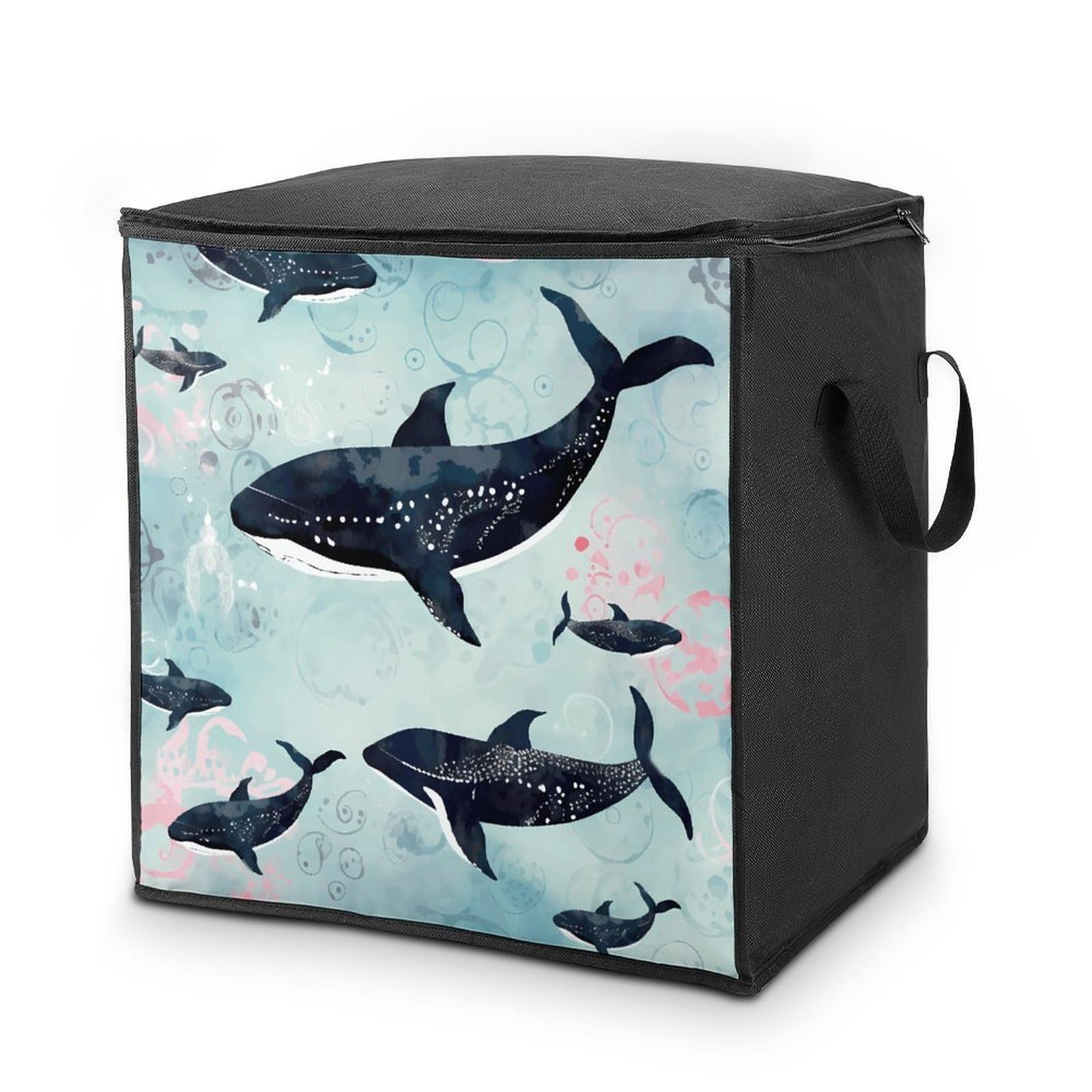 70L Whale Storage Bag With Zipper Closet Organizers with Handle for Home Storage Organizer for Blankets Quilts Clothes Comforter Bedding And Pillows