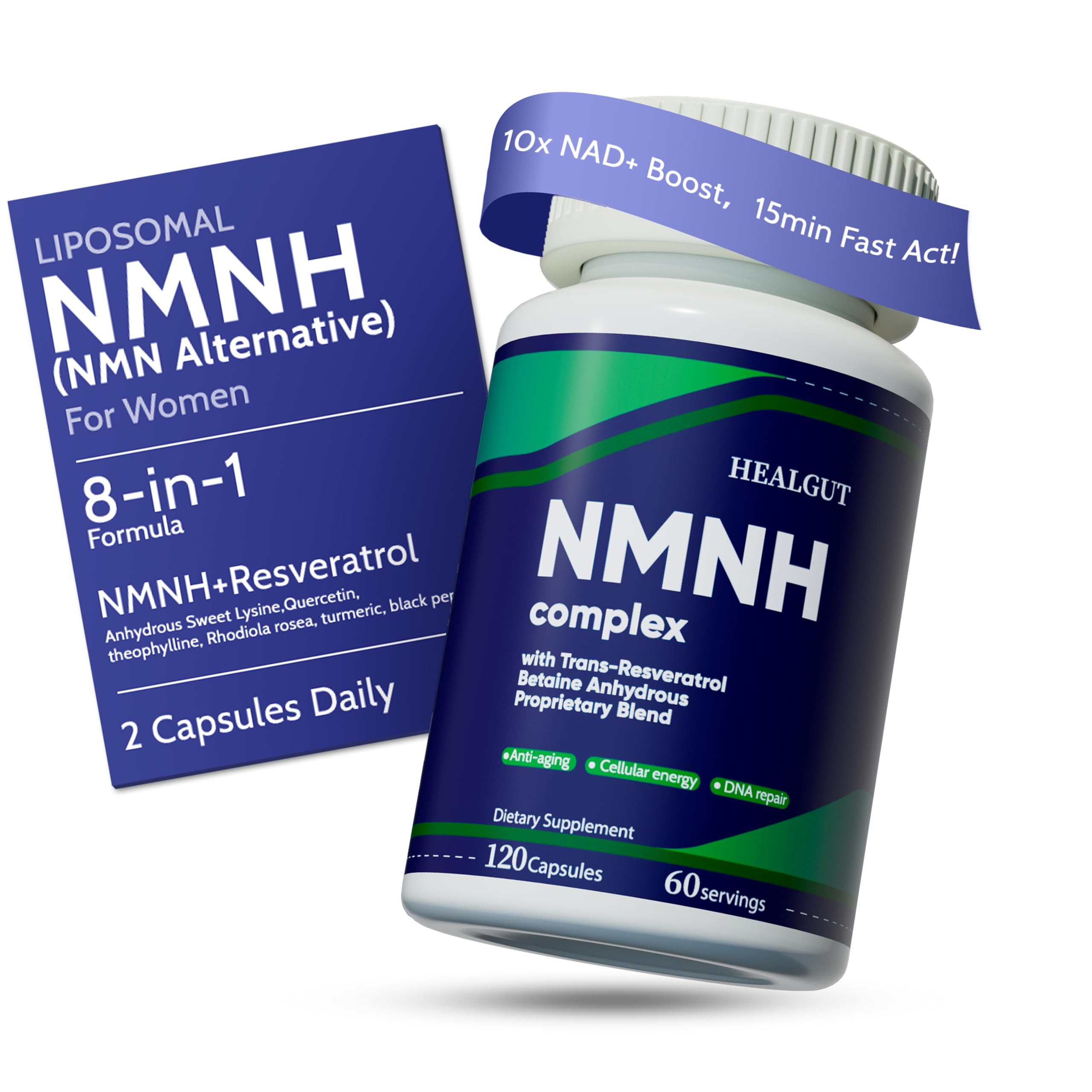 High-Purity NMN Supplement Alternative for Women： Liposomal NMNH + Trans-Resveratrol + TMG | Boosts NAD+ Levels, Cellular Regeneration & Radiant Skin - 60-Day Anti-Aging Formula