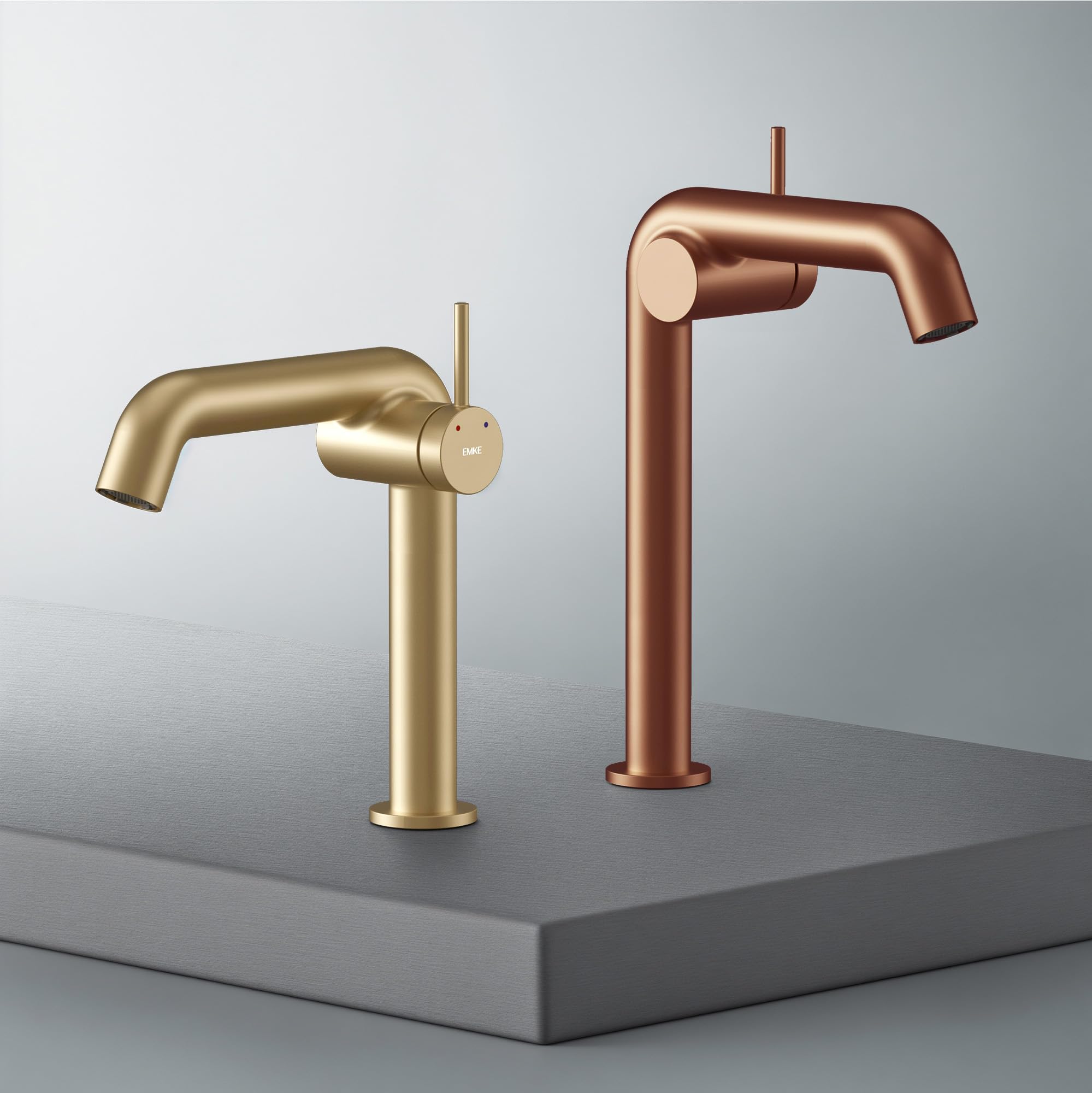 EMKE Rubinetto bagno oro rosa, 222 x 200 x 76 mm, in ottone, cartuccia in ceramica, rubinetto per bagno, rubinetto con aeratore, rubinetto per lavabo, rubinetto per lavabo, facile installazione