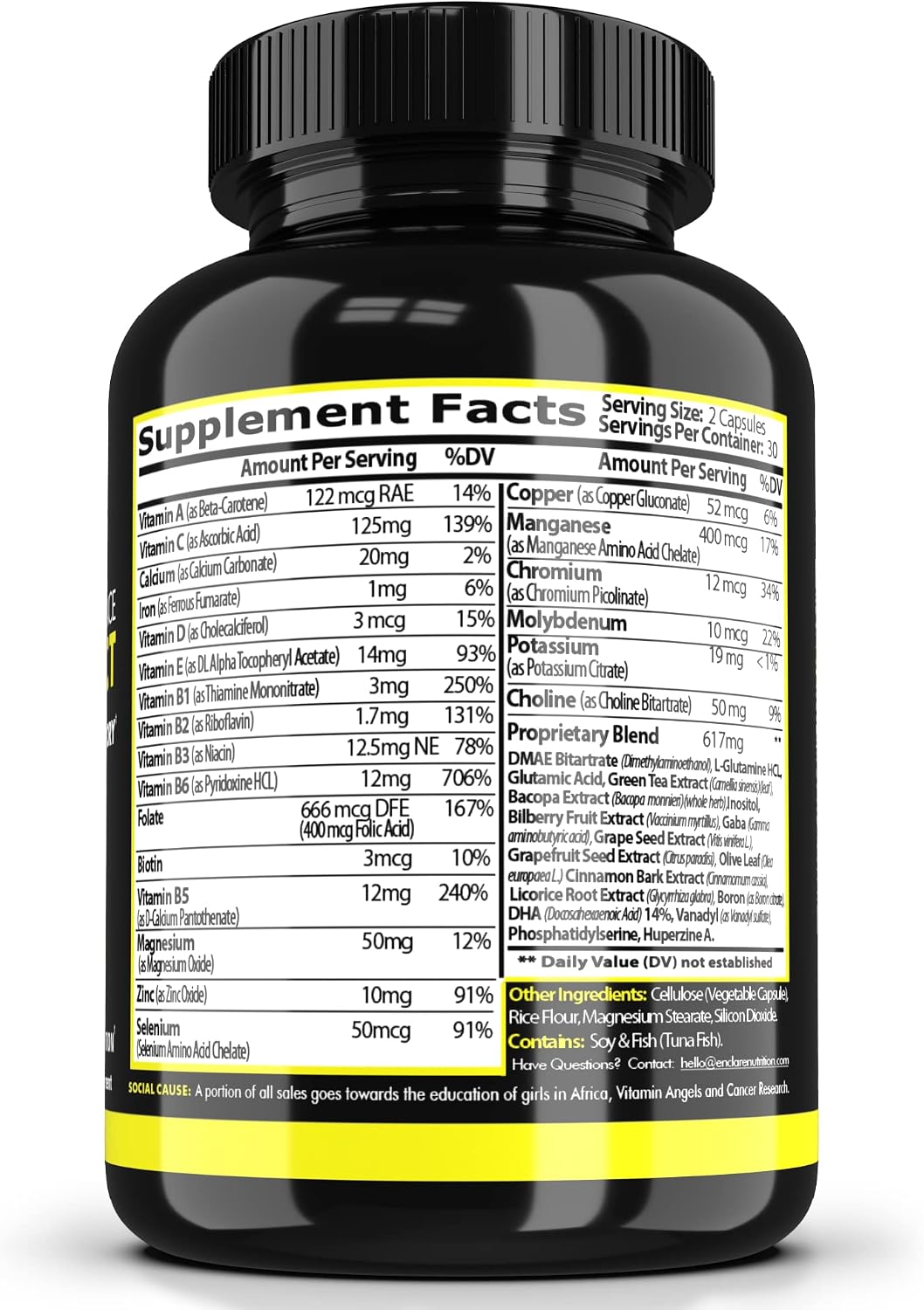 Nootropic Focus Supplement Brain Booster, Clarity, Memory, Brain Vitamins With 40 Nootropics Phosphatidylserine, Bacopa Monnieri, Huperzine A, DMAE, Inositol, L-Glutamine, Selenium, Choline, DHA (1)