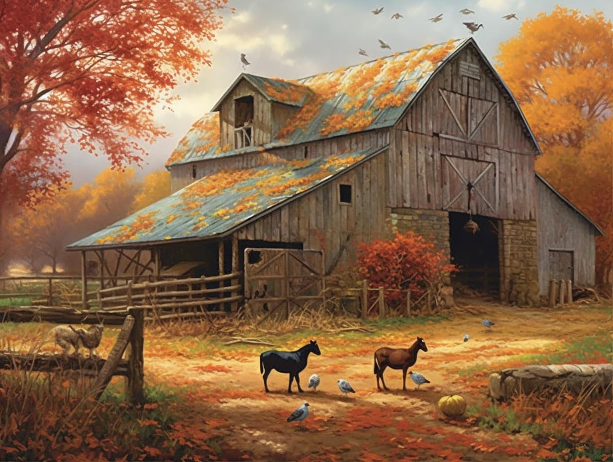 Generic Farm Animal Country Rustic Old Barn Fall Funny Farmhouse Autumn (1) 5D Adult Diamond Art,DIY Diamond Art Painting Kits for Decor canvas 15.7x11.7inch/30x40cm, clear