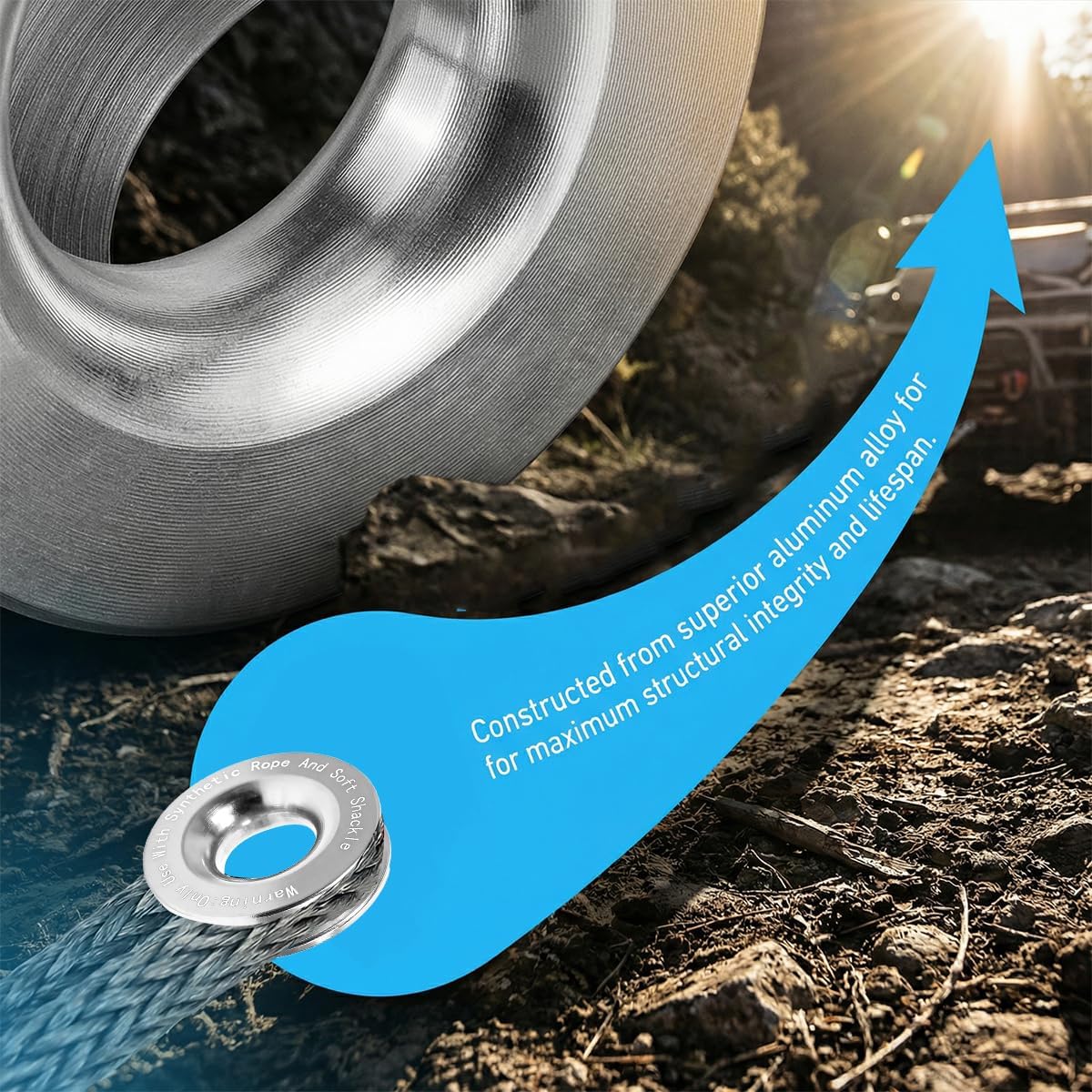 Zpana Car Winch Snatch Recovery Ring, Heavy Duty Break Strength Snatch Ring Block Pulley for Soft Shackle and Synthetic Rope, Auto Towing Rcovery Snatch, Universal for SUV RV Truck (Silver)