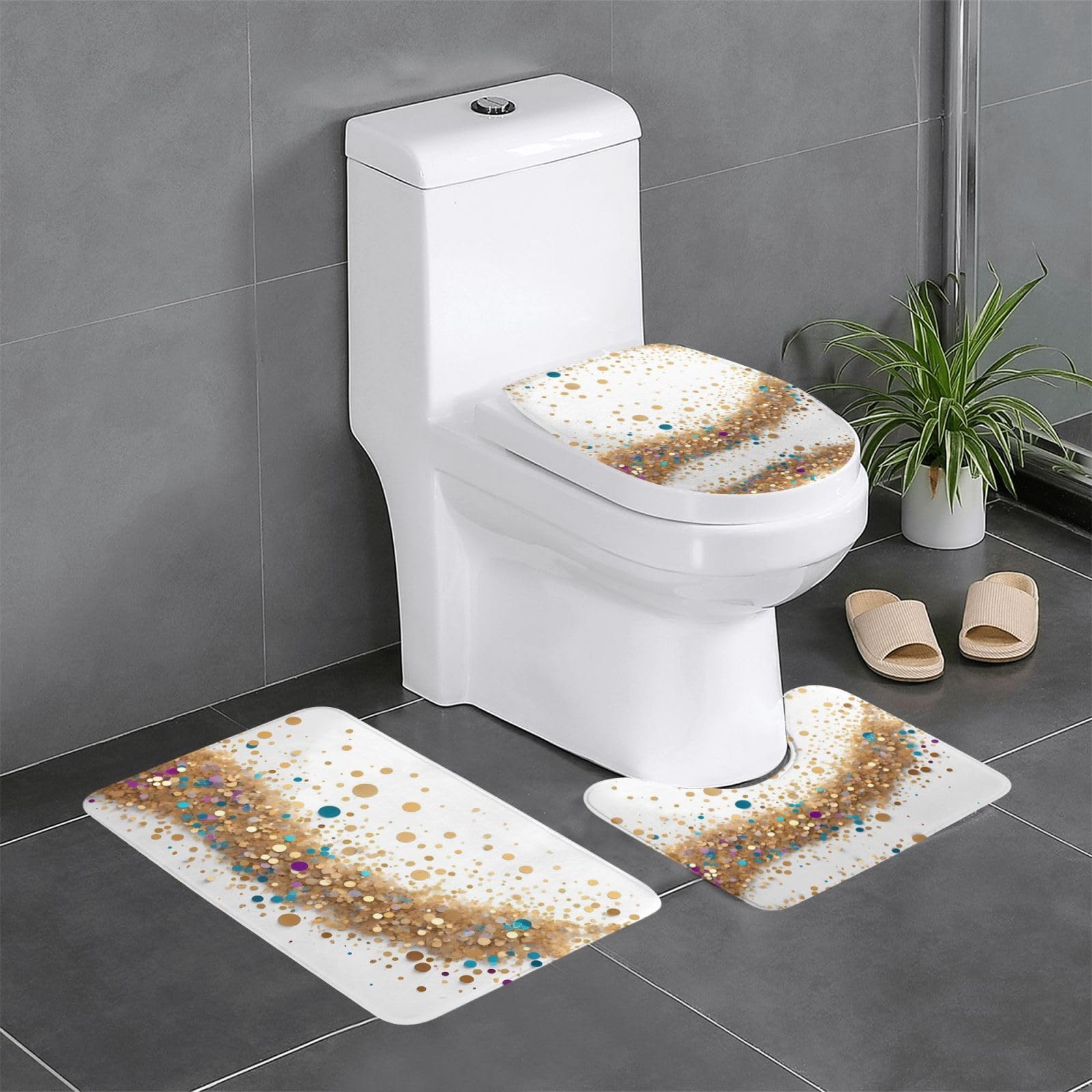 Tapis de bain antidérapants lot de 3 absorbants à paillettes pour salle de bain