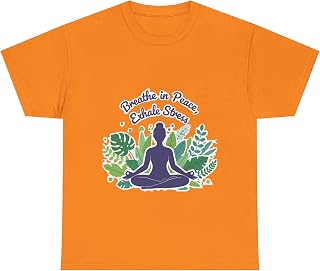 Camiseta con postura de Yoga Respira en paz. Hojas de meditación, Camiseta de relajación