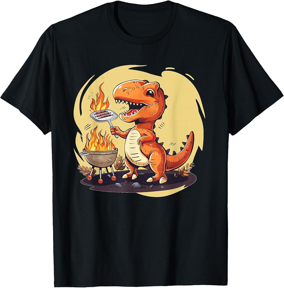 Funny Summer Barbecue for Dinosaur Boys and Girls T-Shirt