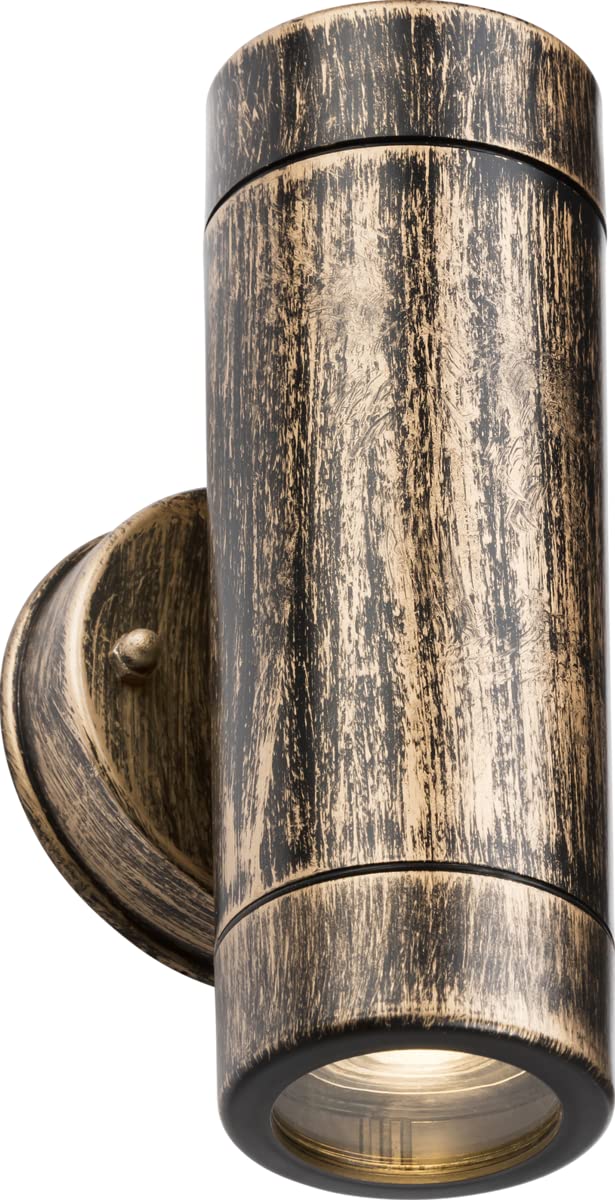 Knightsbridge EA2BB EAMON Polycarbonate UpDown Wall Light - Brushed Brass - GU10 IP54
