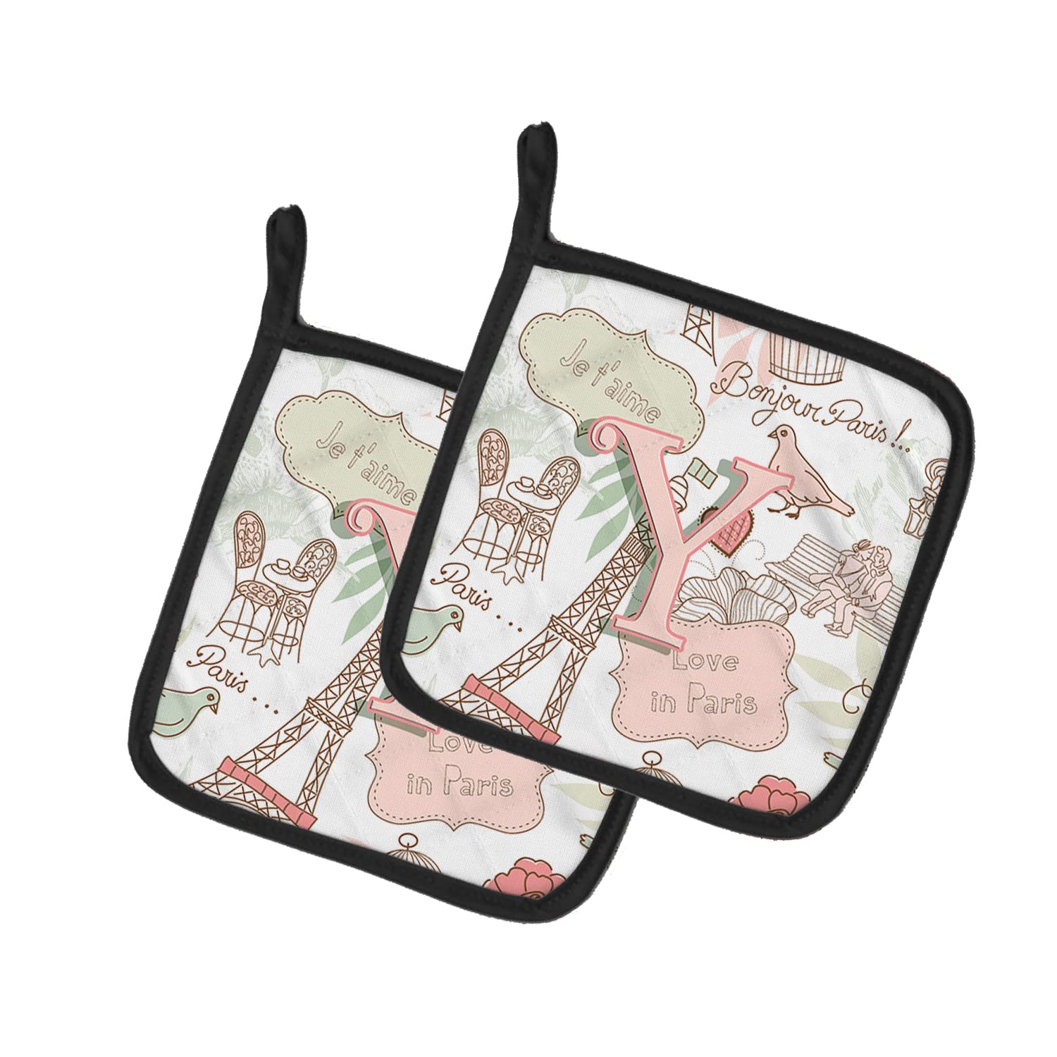 Caroline 's Treasures Buchstabe Y Love in Paris Pink Paar Topflappen cj2002-ypthd, 7.5hx7.5 W, multicolor