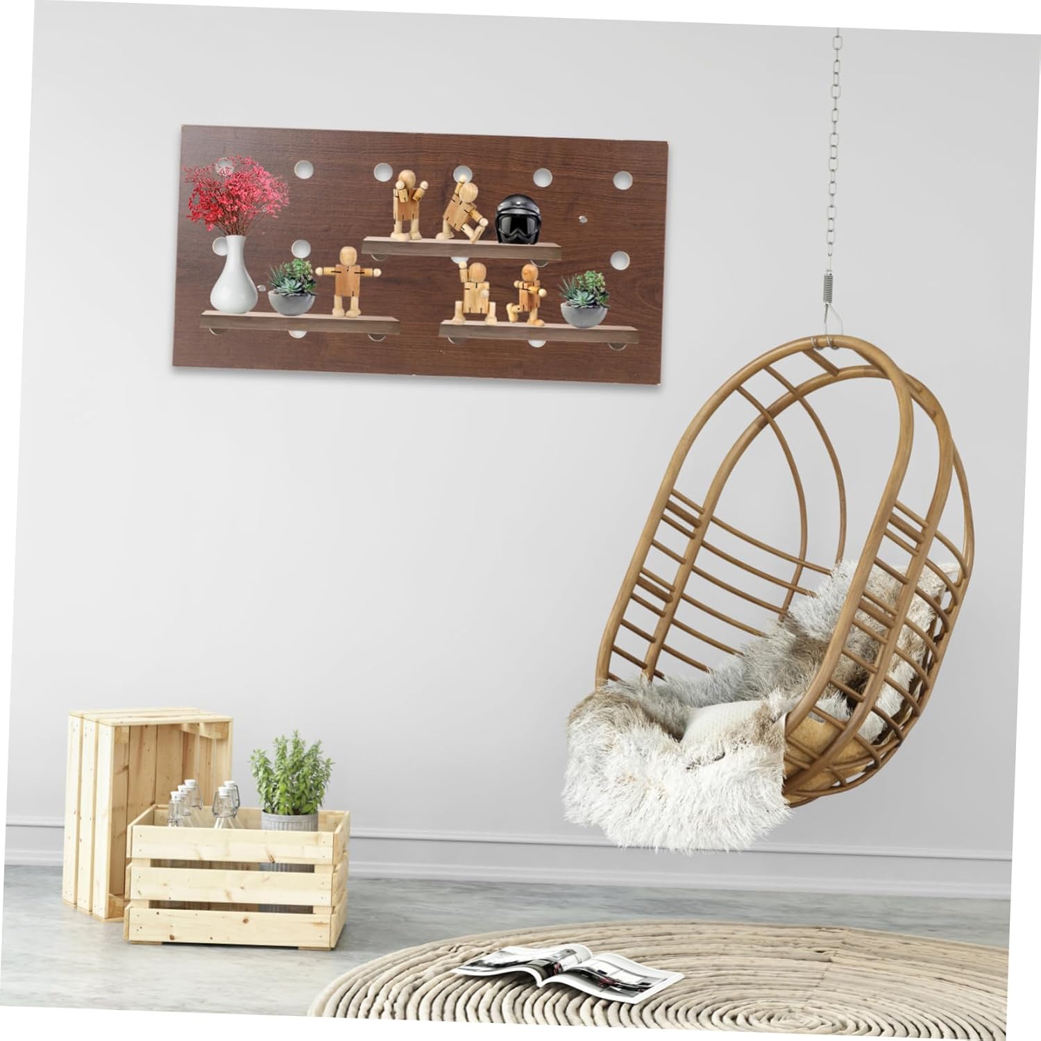 Hanging Pegboard Rack Pegboard Desk Organizer Wall Shelves for Storage Craft Storage Organizer Black