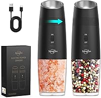 Vista 17 de Sangcon Gravity - Juego de molinillos eléctricos de sal y pimienta agitadores - MEJORADO RECARGABLE capacidad XL de 9 onzas USB-C sin batería