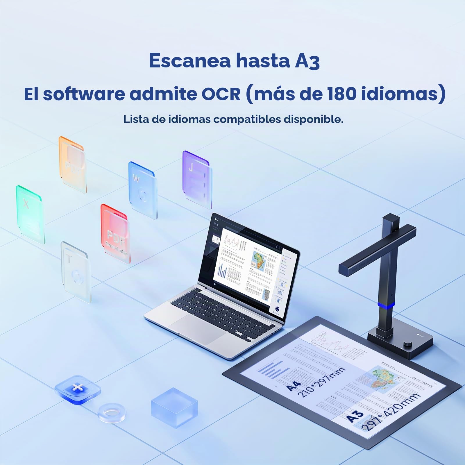 CZUR Shine Ultra Escáner de Libros 13 MP OCR Portátil A4/A3 Alta Velocidad