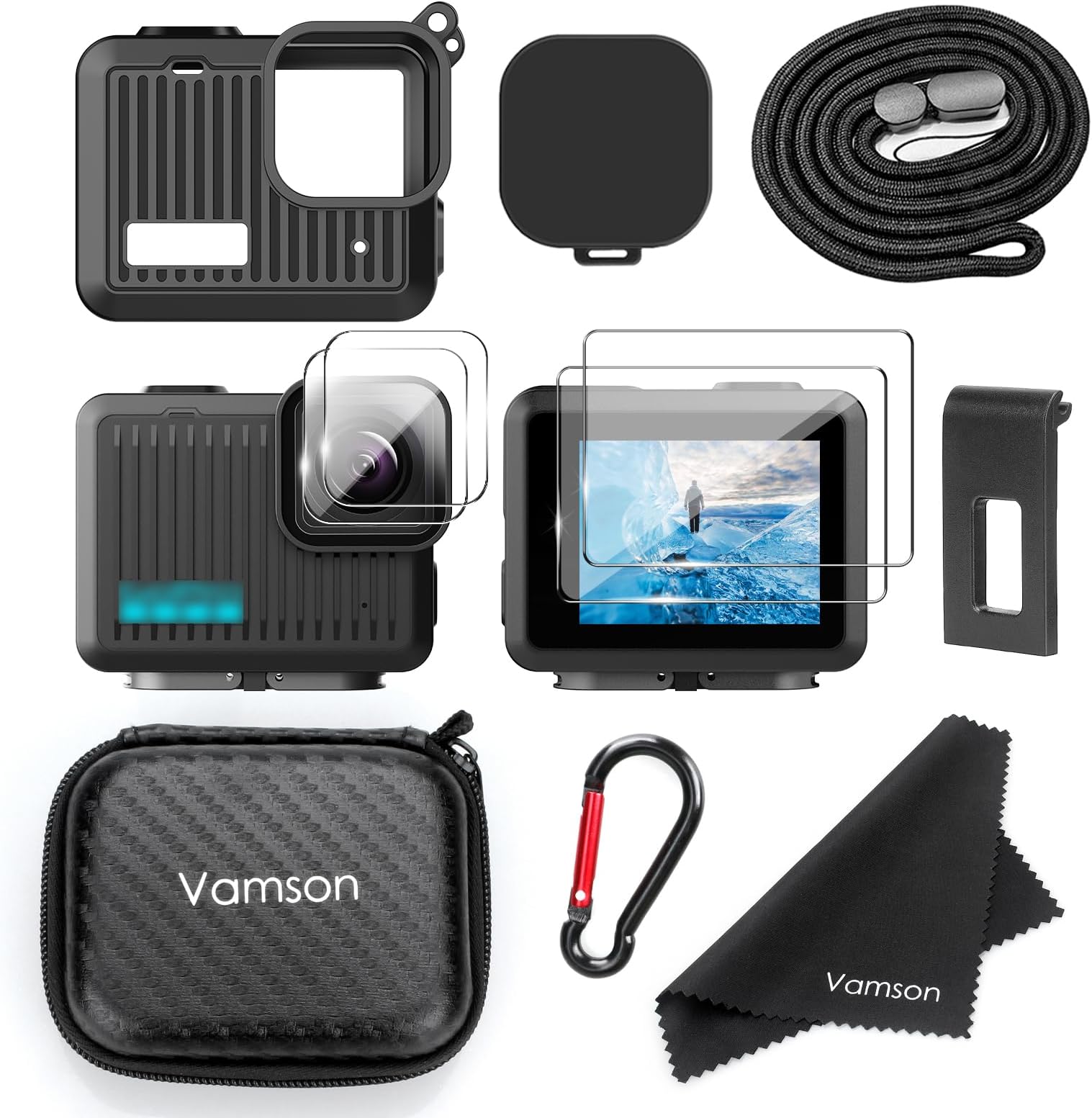 FiTSTILL Set Protezione Per GoPro Max 2: Vetro Temperato 9H + Copriobiettivo + Custodia Silicone Full Cover – Antigraffio E Antipolvere FiTSTILL Set Protezione Per GoPro Max 2: Vetro Temperato 9H + Copriobiettivo + Custodia Silicone Full Cover – Antigraffio E Antipolvere