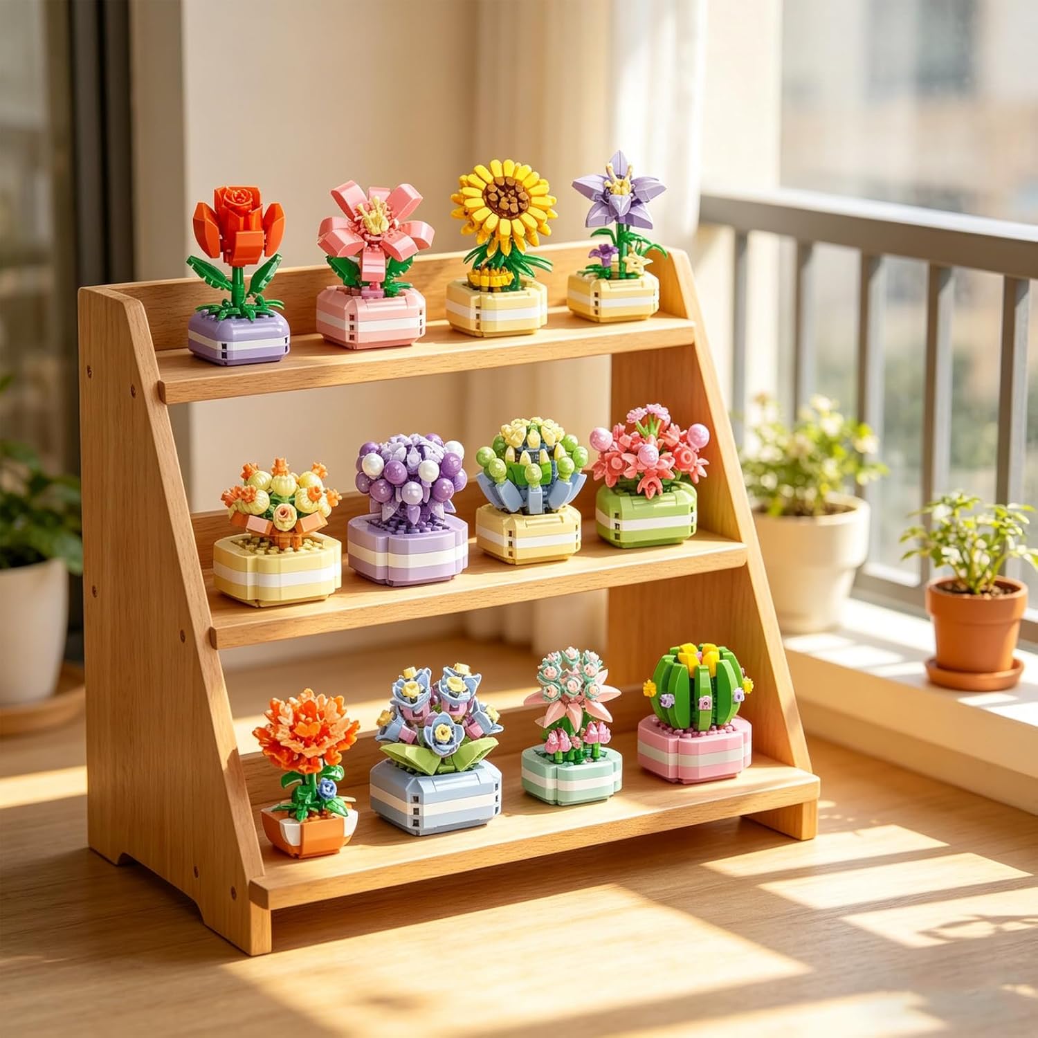 12 PCS Prefilled Easter Eggs with Succulent Flowers Building Blocks Set, Easter Basket Stuffers Fillers for Girls Boys Easter Theme Party Favors, Easter Egg Hunt Prizes and Classroom Gifts