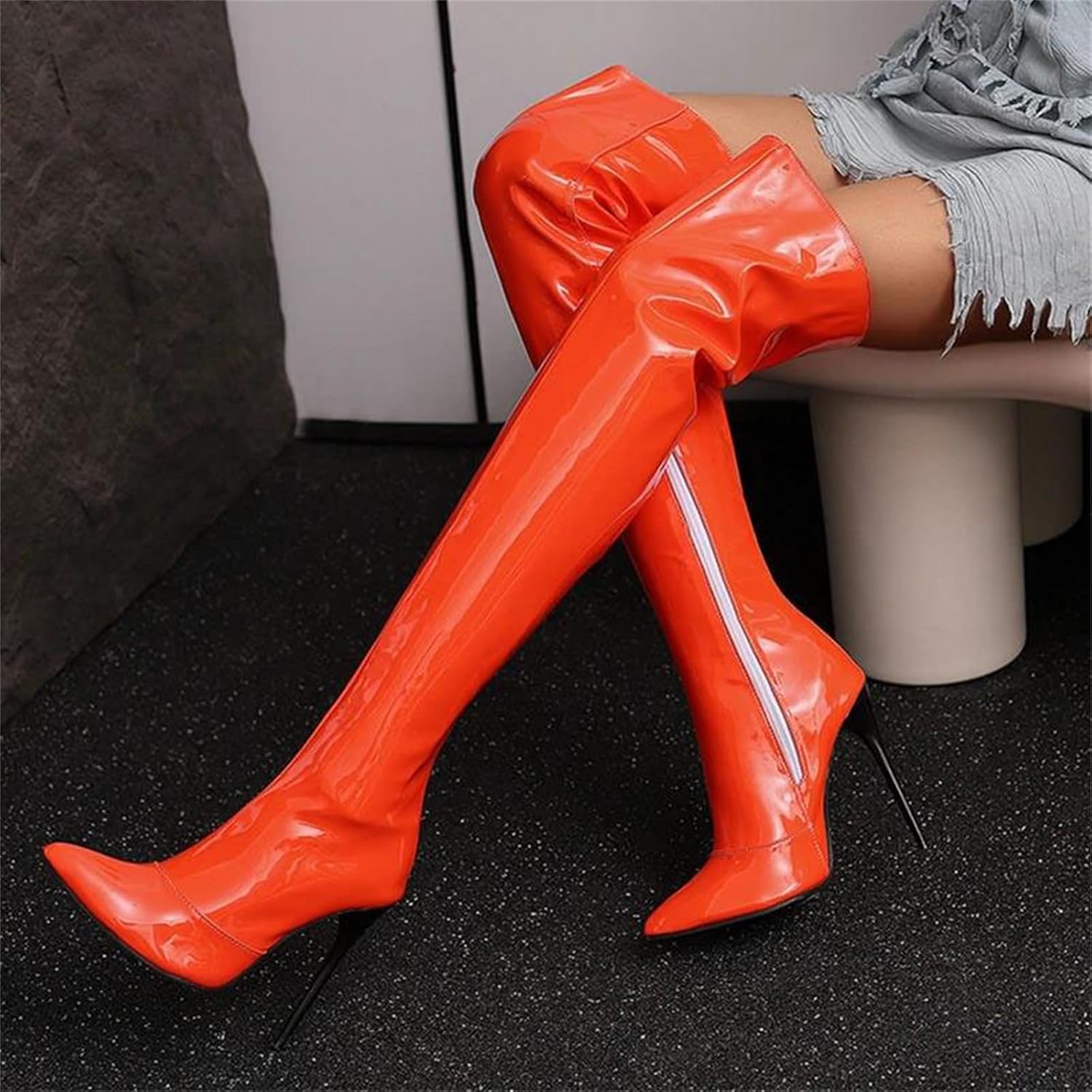Women's Over-The-Knee Boots Sexy Party Style with A Dazzling Bling Finish Pointed Toe and Super High Stiletto Heel