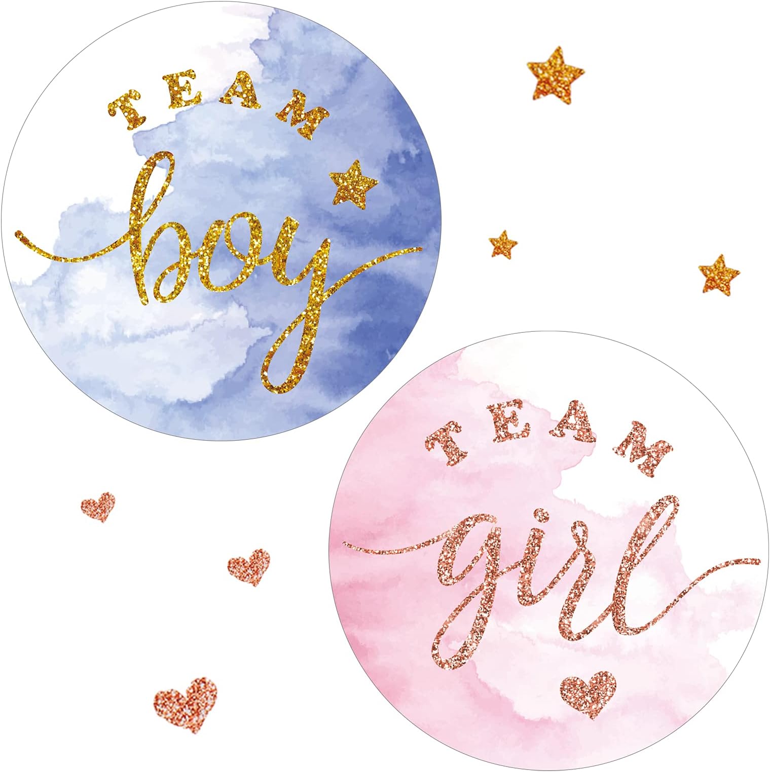 120 Pcs Gender Reveal Stickers 2 Inch Pink and Blue Team Girl or Boy Team He or She Baby Shower Labels Sticker for Gender Reveal Party Games Supplies