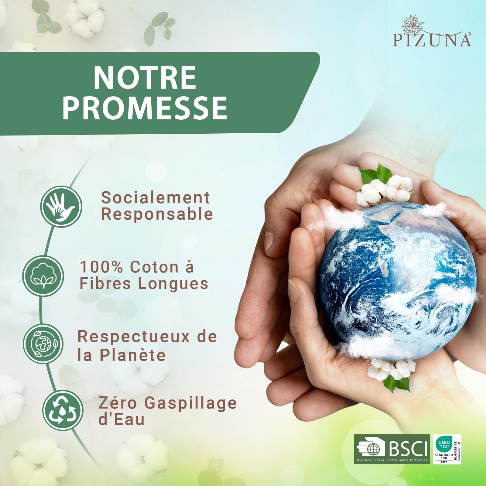 Pizuna Coton Luxueux Drap Housse 180x200 cm Blanc, 800 Fils | 100% Coton Longue Tige 800 Fils Armure Satin Drap Housse de Luxe Bonnet 40 cm (Blanc)