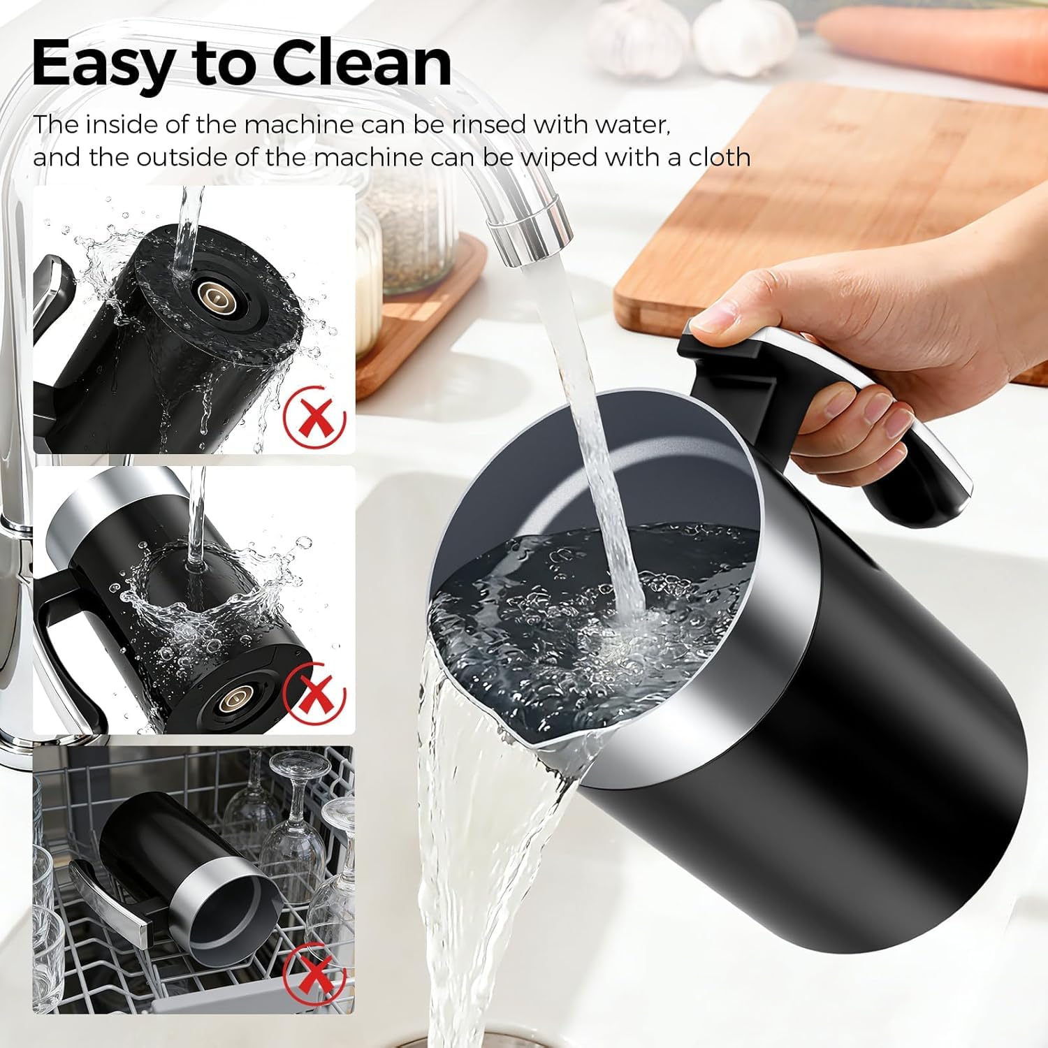 Espumador de Leche Automático Caliente Frío, 400W Magnético, Vaso 600ML Acero Inoxidable 304, 6-en-1 Multifunción, Autolimpiable para Latte Cappuccino Chocolate Caliente Yogurt