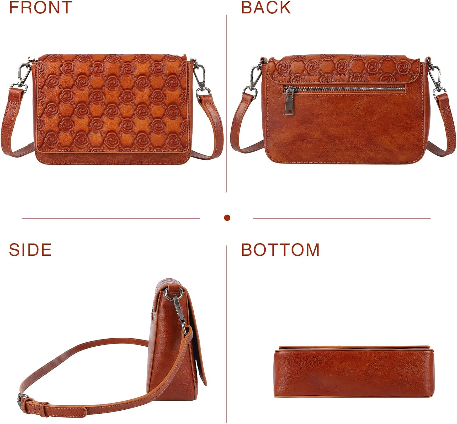 Genuine Leather Crossbody Bag for Women Hand Painted Retro Shoulder Handbag - Image 6