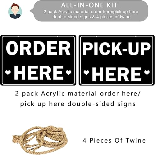 Miniatura 3 de Letreros con 4 cordeles de doble cara con 4 cordeles perfectos para restaurantes, cafeterías, soporte de helado, quiosco de recogida al por menor,