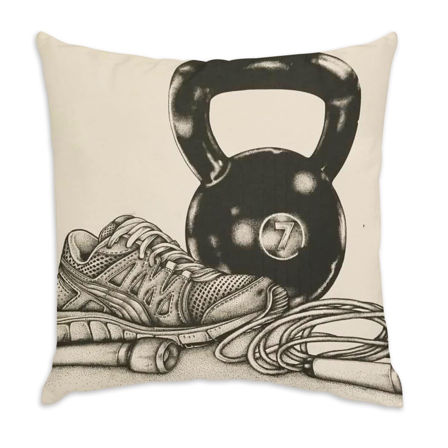 Coussin en velours blanc pour decorer une salle de sport a la maison ou un coin fitness