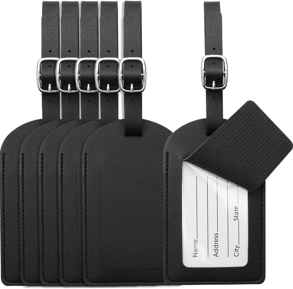 Luggage Tags, 6 Pack Suitcase Tags Leather Luggage Labels for Suitcases