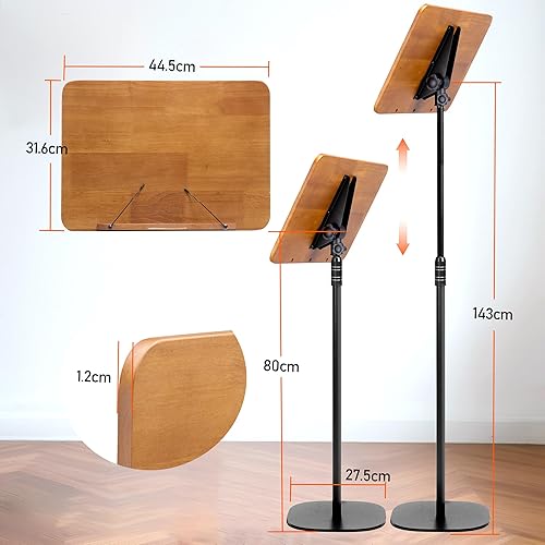 Miniatura 10 de Soporte de partituras 5 en 1 de doble uso y soporte para libros de escritorio, soporte de música plegable con bolsa de transporte portátil, carpeta