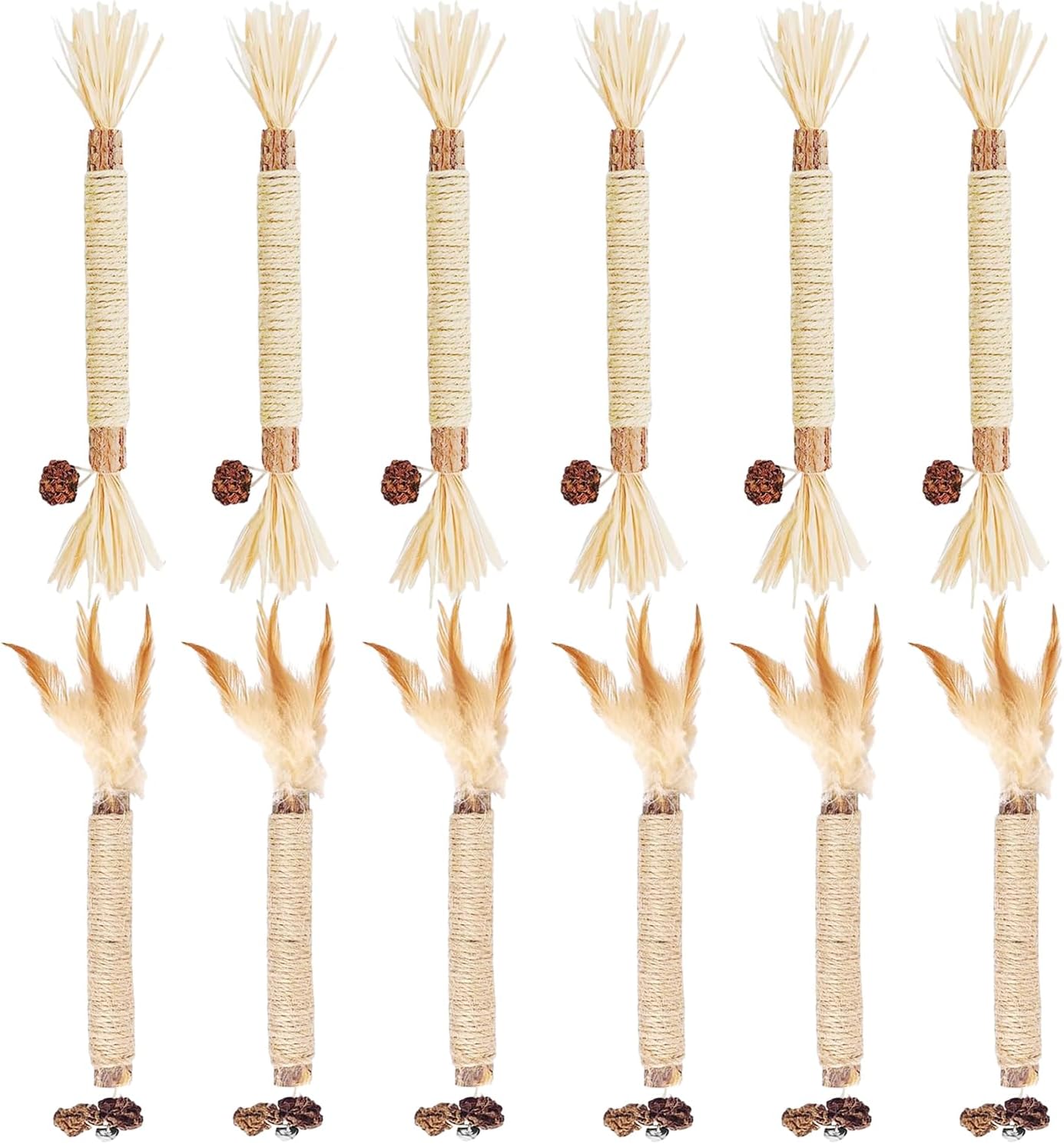 12 Stück Katzenminze Sticks - Zahnreinigende Kauspielzeuge Für Katzen Mit Hanfseil Umwickelt