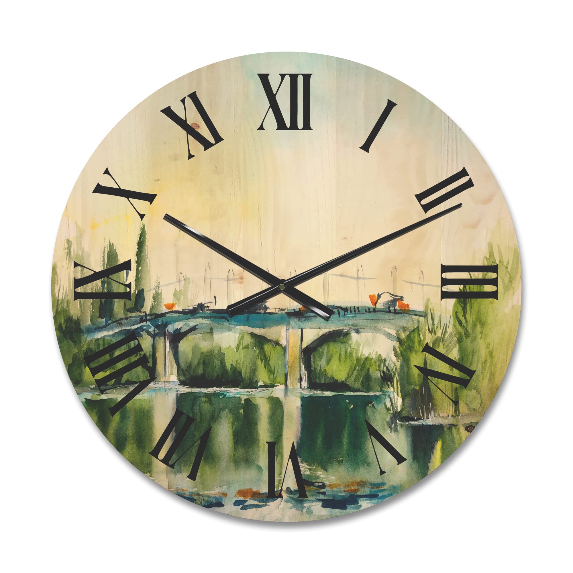 Horloge murale traditionnelle en bois pont de campagne DesignQ