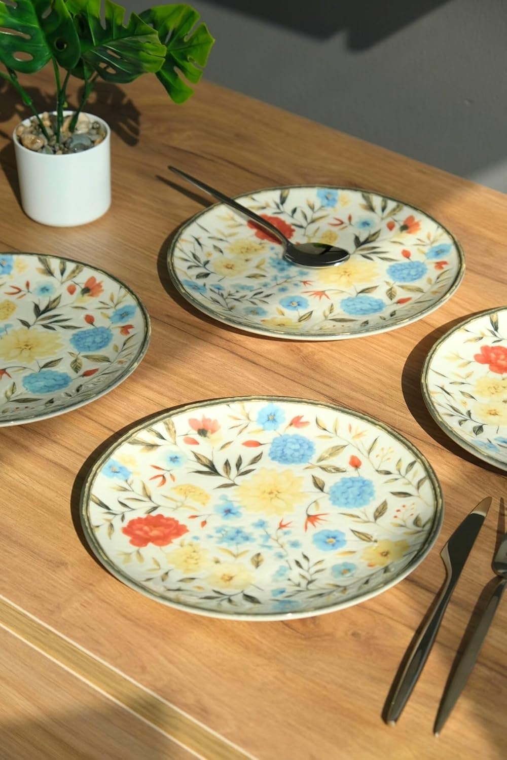 Tabakevi Tabak Evi Porselen Fiori Tuval Pasta Tabağı 20Cm 4 Kişilik 4 Parça Tvl4Ptprs1212